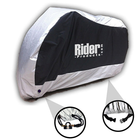 Rider Products RP102 Large Waterproof Motorcycle Cover Silver Black